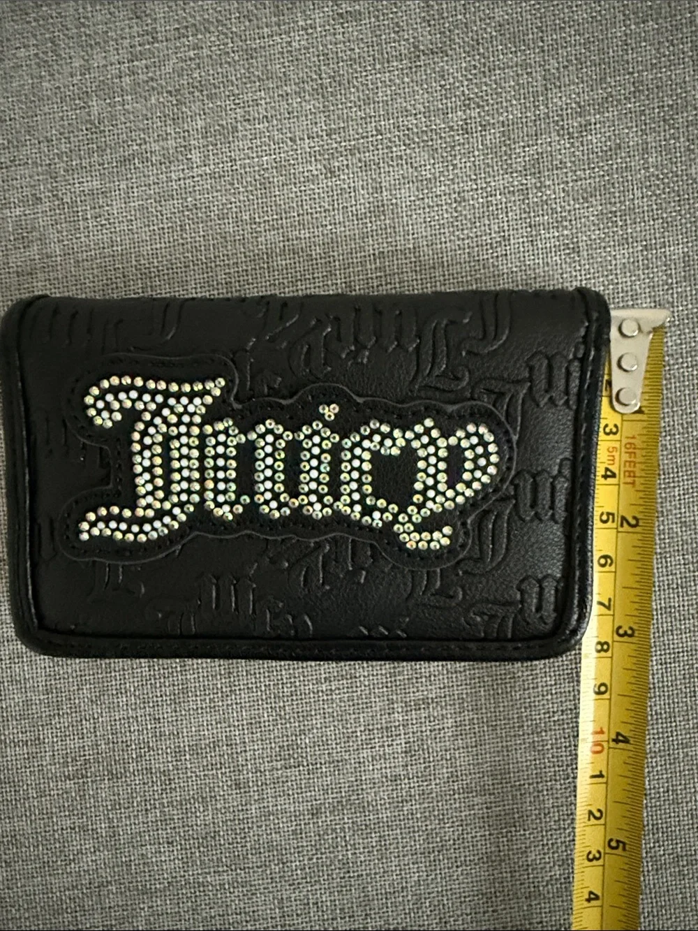 Juicy Couture Black Embossed Rhinestone Logo Wallet